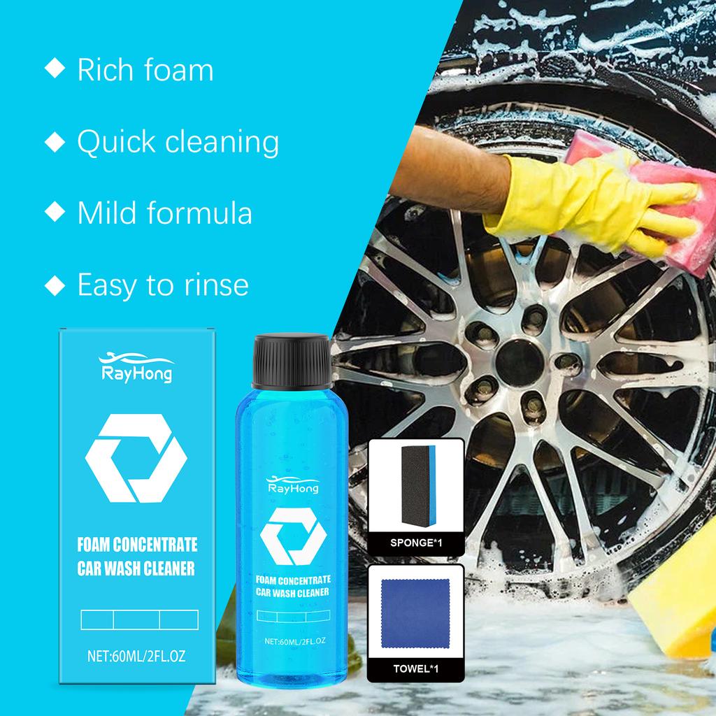 Rayhong Car Wash Cleaner, Car Cleaning and Polishing Waterproof and Stain-Resistant 2-in-1 Universal Cleaning Agent 60ml