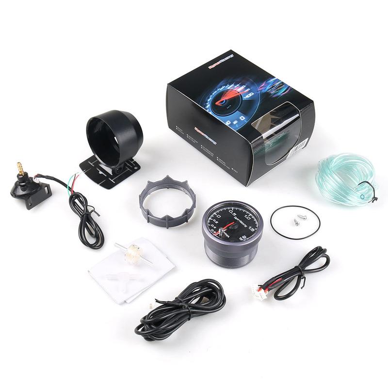 Dynoracing 60MM Black Face Car Turbo Boost Gauge 2 BAR With White &Amber Lighting Turbo Boost meter/Car Meter TT101478
