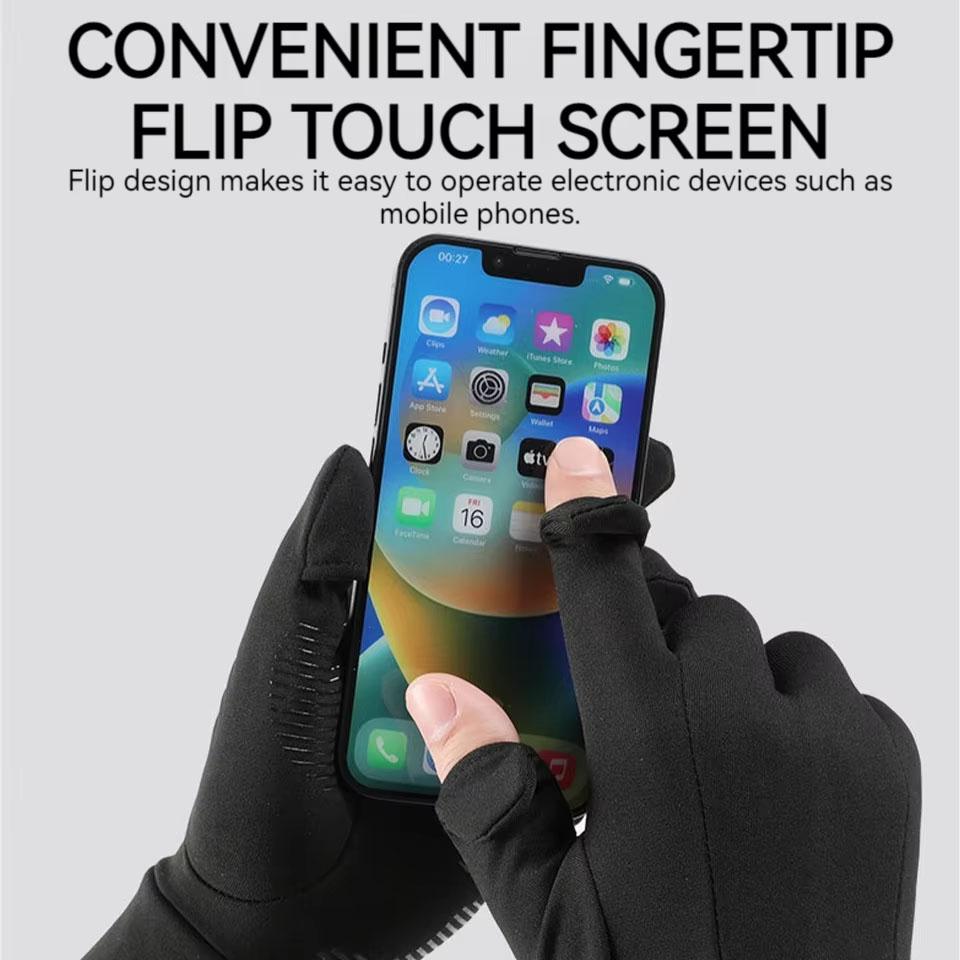 Rękawice rowerowe zimowe Gobygo z odpinanymi palcami, dotykowe, wiatroodporne i antypoślizgowe, outdoorowe, do jazdy na rowerze, biegania, ciepłe rękawice sportowe