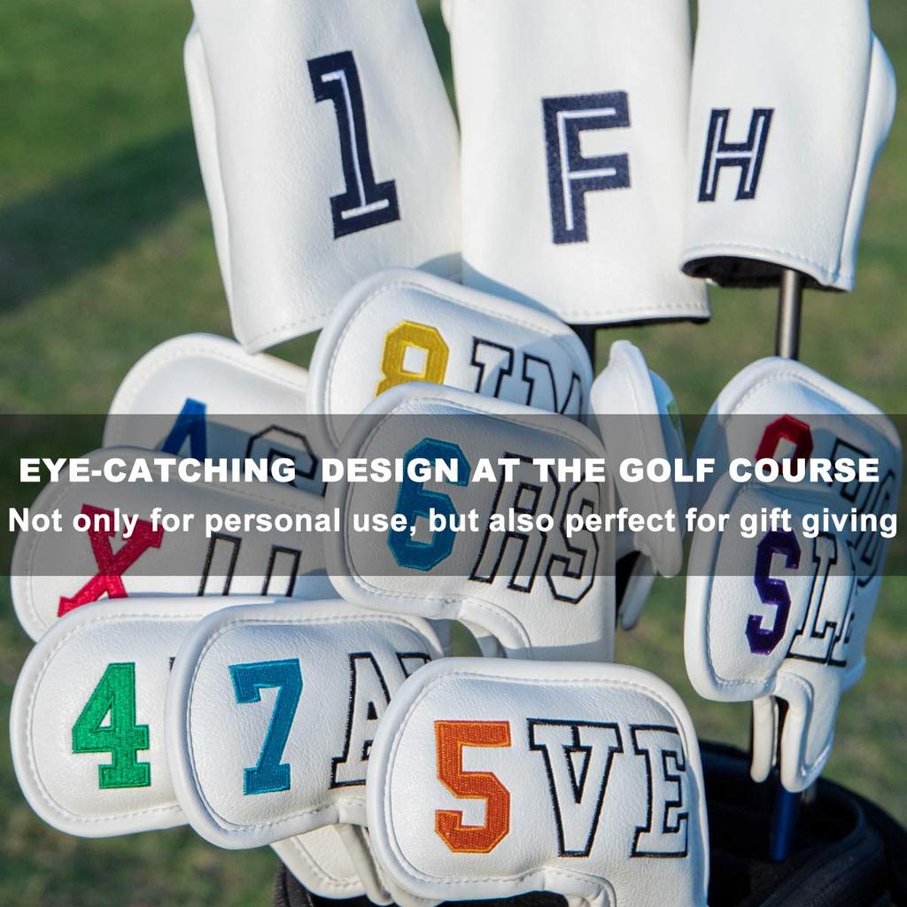 Golf Iron Cover Aliennana Golf Club Head Cover for Irons Set of 10 NEVER SAY IMPOSSIBLE Counted Luxury Embroidery Simple Iron Cover for Women and Men