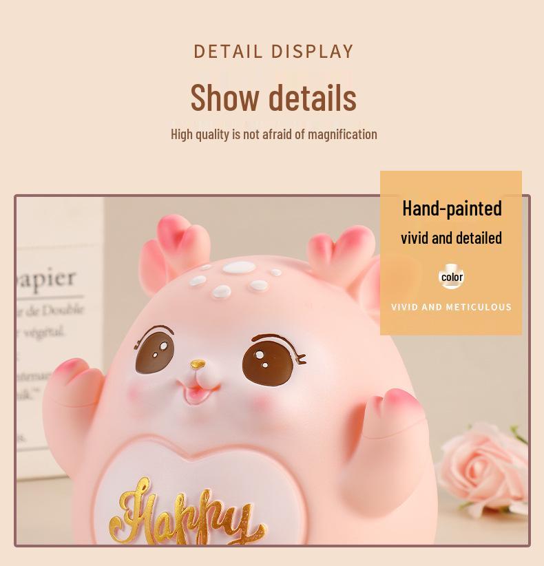 New Deer Cartoon Large Piggy Bank: Net Red Savings Bank for Girls, Kids' Gift