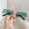 Rimless Rectangle Vintage Sunglasses Woman Brand Pink Gradient Sun Glasses Female Cutting Lens Square Ladies