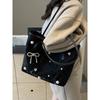 Pu Leather Large Capacity Women's Handbags Sweet Bow Pearl Decorati Ladies Shoulder Bag Portable Solid Color Female Tote Bag