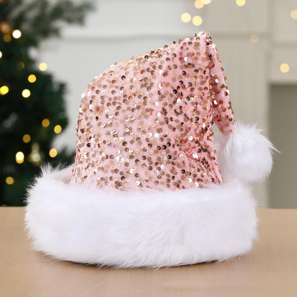 Double Layer Festive Hat Sparkling Sequins Christmas Cap New Holiday Hat Family Gatherings