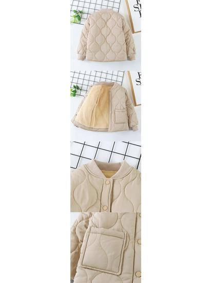 Children's Fleece-Lined Cotton Coat, Winter Student Version: Warm, Thickened, Three-Layer Quilted Jacket for Boys and Girls