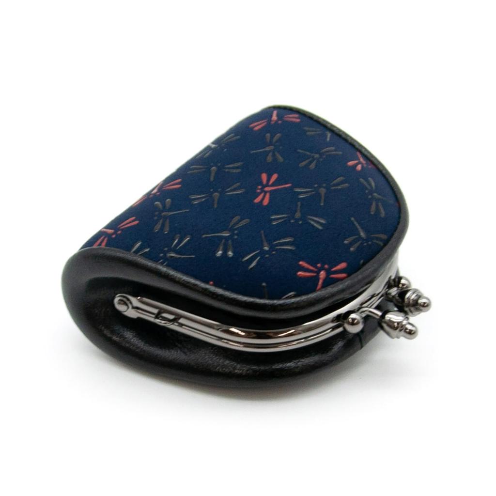 [Inden-ya] Inden-ya Inden Coin Purse, Nagomi Dragonfly Design, Traditional Craft, Koshu Inden Deer Leather, Lacquered, Original Brand (No. 7518)