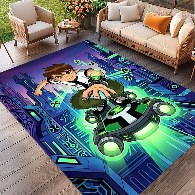 Ben 10 Cartoon Print Rug, Washable Floor Carpet, For Entryway Dorm Laundry Room Office Study, Home Decor Birthday Christmas Gift