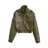 European and American style, new women's clothing, fashionable, casual, imitation leather effect short coat 4749/701