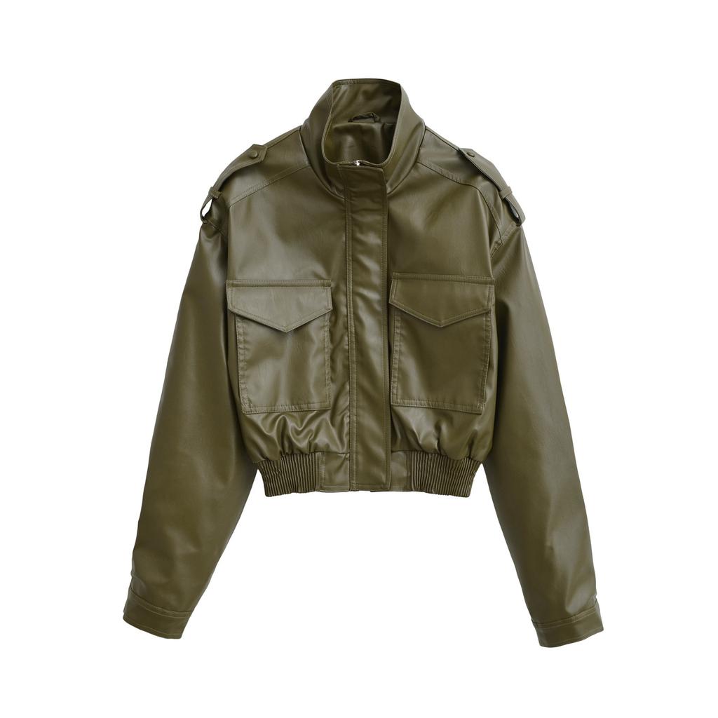 European and American style, new women's clothing, fashionable, casual, imitation leather effect short coat 4749/701