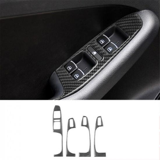 4Pcs Carbon Fiber Interior Door Control Cover Trim For Volkswagen Jetta Sedan