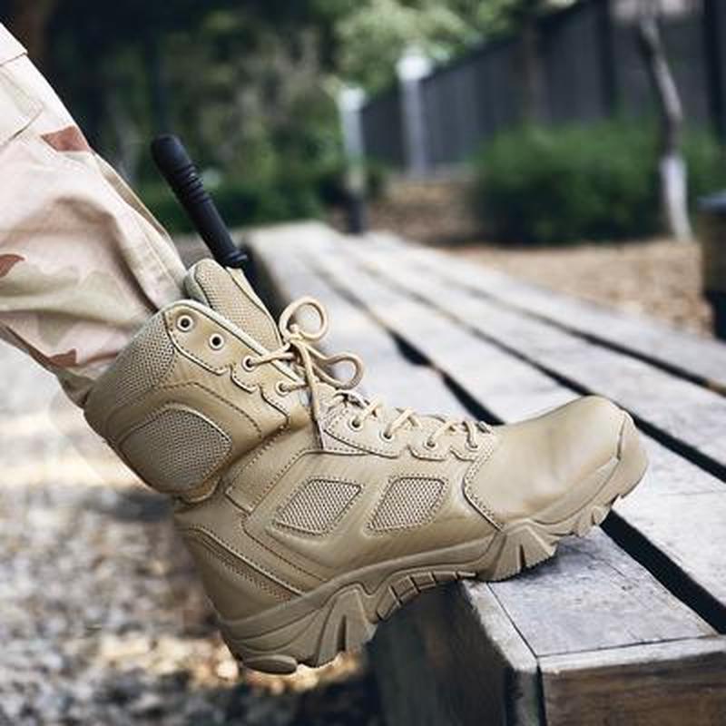 Men's Waterproof Anti-Slip Tall Boots Desert Outdoor Hiking Boots Large Size Tactical Military Shoes 39-47