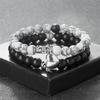 2pcs/set Natural Stone Beaded Bracelet For Couple Heart Magnet Buckle Wristband Distance Friendship Lovers Fashion Jewelry Gifts