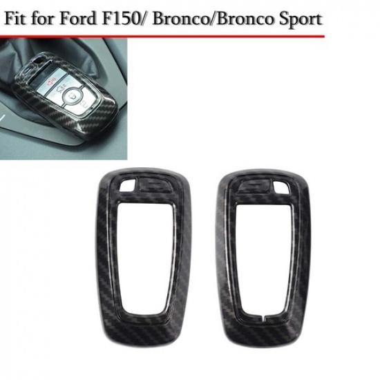 For Ford Bronco +F150 2018+ Key Fob Cover Trim Case Protector Carbon Fiber