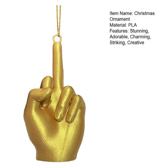 Julmittenfingerdekoration Rolig handgest Julgransprydnad Fräck Gyllene Mittenfinger Hängande Dekoration Skämtpresenter för Vuxna
