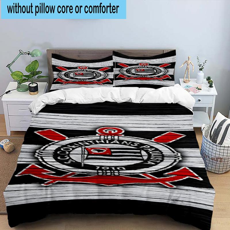 3pcs Sport Club Football Crest Printed Bedding Set Duvet Cover Closure Includes 1 Duvet Cover & 2 Pillowcases Bedding Sets Home Decor Gifts