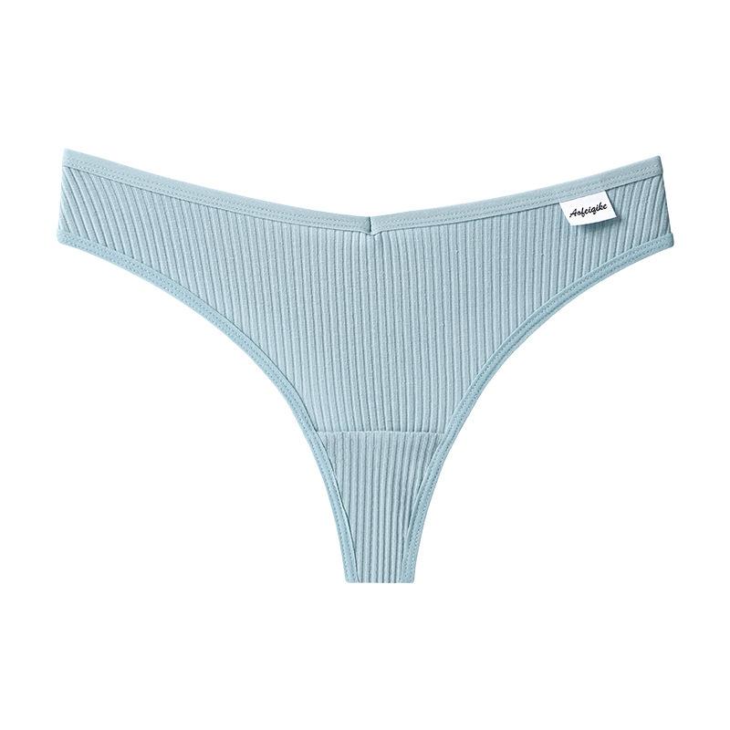 Threaded Cotton Thong Women's Breathable Low Waist Sexy Seamless All Cotton Minimalist Sports Fitness T-shirt Panties