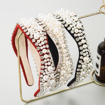 Fascia per capelli con strass di perle da donna vintage cristalli incastonati copricapo avanzato shampoo antiscivolo accessori per capelli barocchi