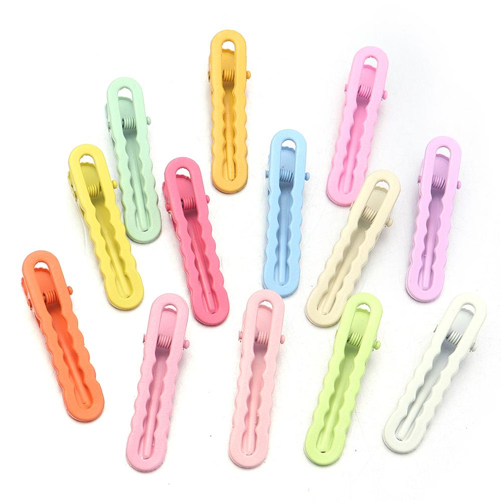 30pcs 5cm Candy Color Hair Clips Metal Hollow Wave Hairpin For Women Girls DIY Bangs Side Clip Makeup Hair Styling Accessories