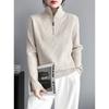 Autumn Winter Solid Color Pullover Zipper Long Sleeve Sweater Knitted Elegant Women's Clothing Half Open Collar All-match Tops