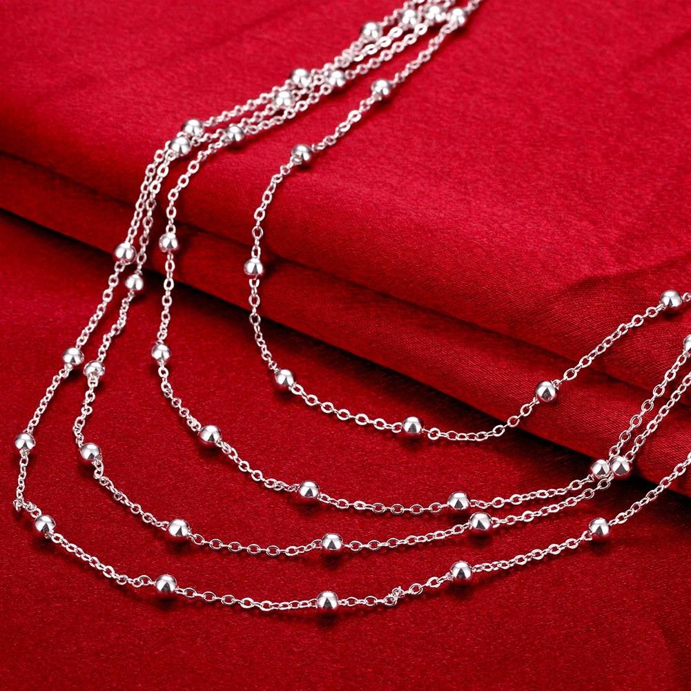New Arrive Korean Fashion 925 Sterling Silver Unique Tassel Smooth Beads Chain Necklace For Women Jewelry Wedding Party Gifts