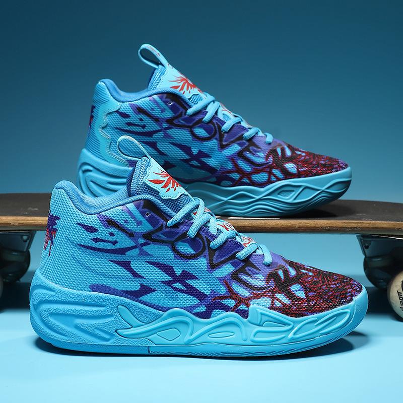 Scarpe da Basket 4ª Generazione a Tre Palle Uomo Scarpe Sportive da Combattimento Reale Studenti delle Scuole Medie Traspiranti Adolescenti Suono di Attrito Anatra Mandarino 36