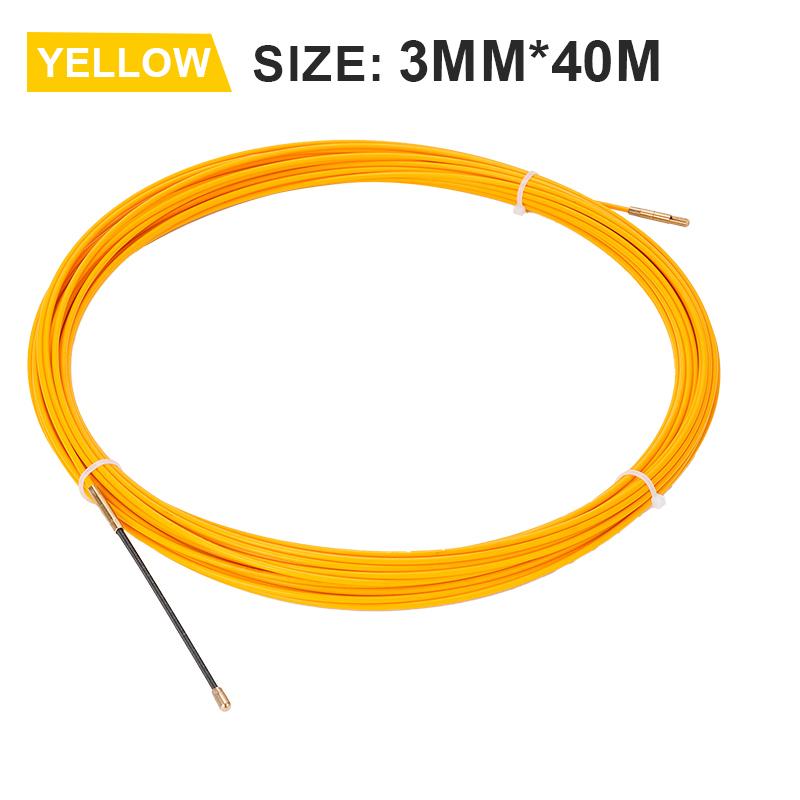 3mm Fiberglass Cable Puller Wall Wire Conduit Fish Tape Yellow Cable Cable guide Electrician Pushing Tape 5M/10M/20M/30M/50M