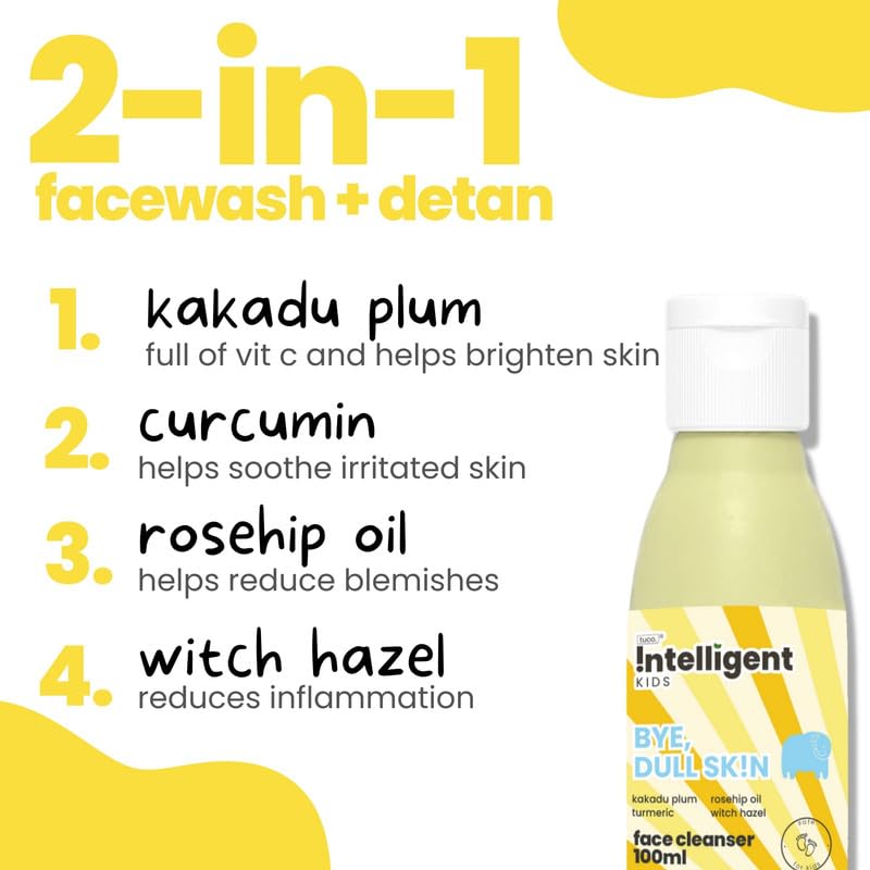 Tuco Kids Combo Pack - Mild Face Wash for Dull Skin (100ml x 2), Body lotion (100ml x 2), for Ages 3+, Paraben & Sulphate Free
