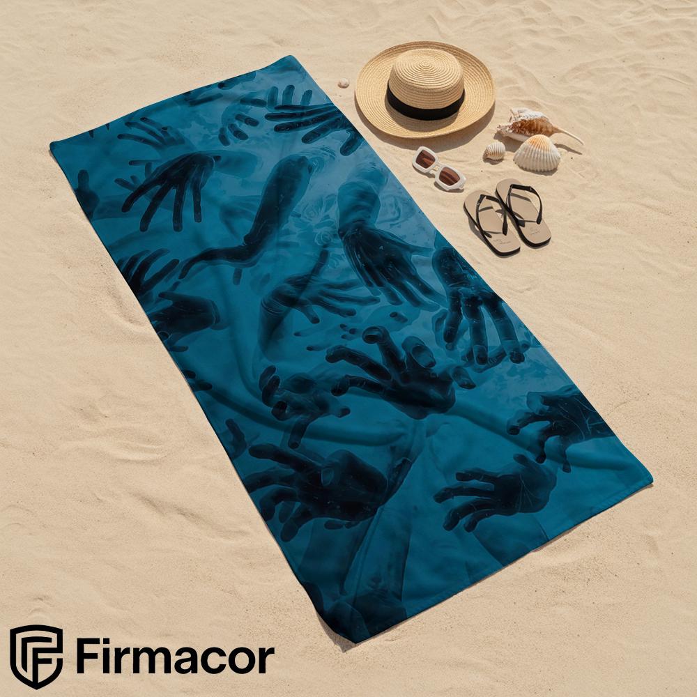 Dark Blue Ghost Hands Soft Portable Travel Towel Unisex Ultra Lightweight Microfiber Oversized Sand Free Quick Dry Beach Towel