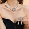 French light luxury flower diamond pearl multi-layer necklace niche creative collarbone chain temperament fashion high-end jewelry