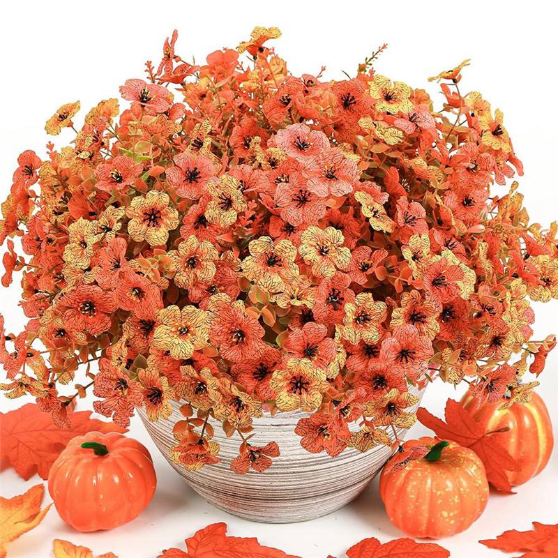Eucalyptus Lavender Faux Autumn Decorative Plants 24PC Bundle- Artificial Fall Flowers For Outdoors Use
