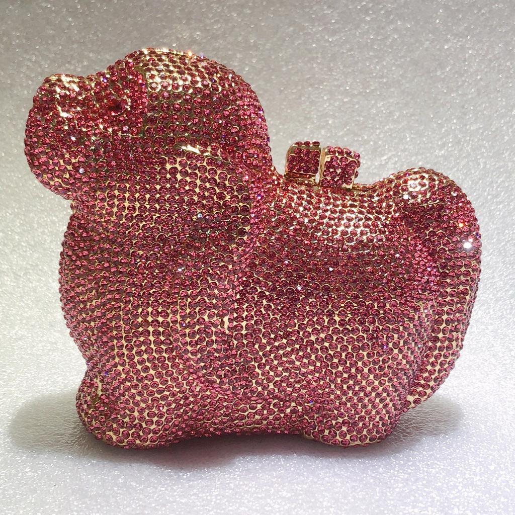 Puppy  Diamond Evening Bag Dog Crystal Handbag Rhinestone Bags Wedding Bridal Purse Luxury Crystal Clutches Women Party Purses