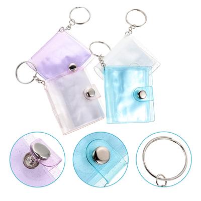 Small Picture Album Photo Keychain Card Holder Heart Hollow Portable Pu Binder Travel