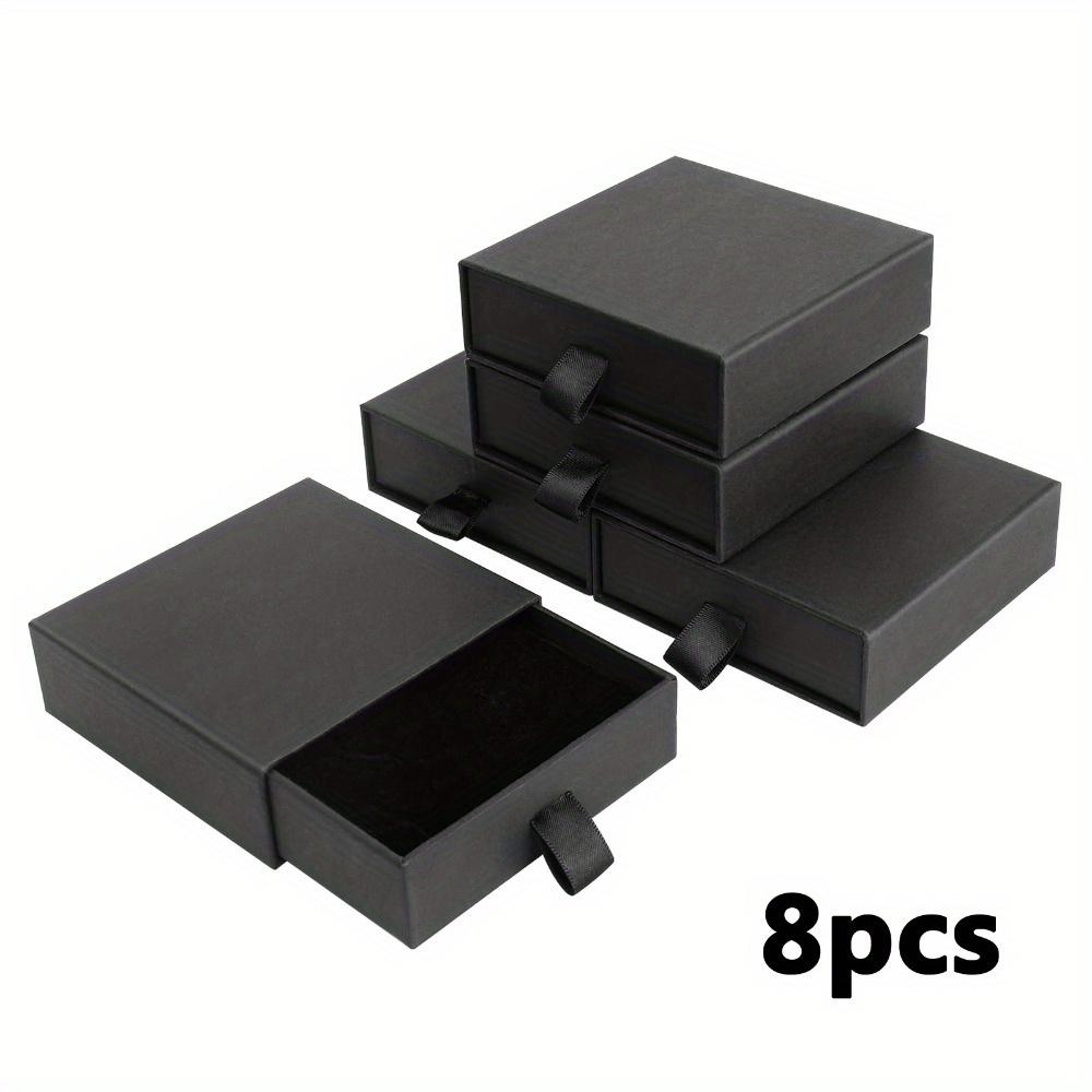 

8 шт. подарочных коробок для ювелирных изделий из крафт-бумаги, контейнеры для хранения с крышками, картонные коробки для ювелирных изделий, ожерелья, кольца, серьги, витрина чёрный