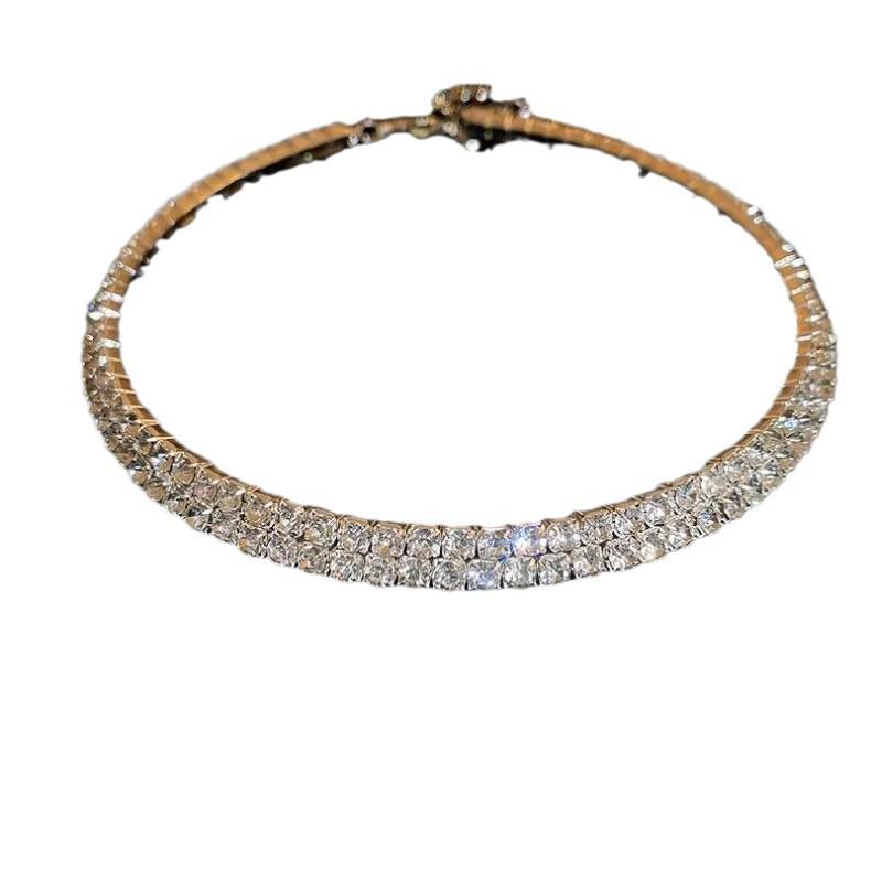 Bling Luxury 2024 Diamond Clavicle Necklace - High-End Layered Choker for Influencers