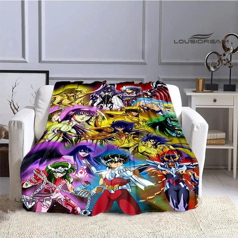 Knights of the Zodiac Cartoon Printed Throw Blanket Soft Flannel Warm Cozy Perfect for Home Travel Birthday Gift