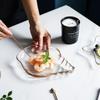 Kreative Muschel-Muschel-Form, Glasplatte, goldfarben, Dessertteller, Geschirr, Küchenutensilien