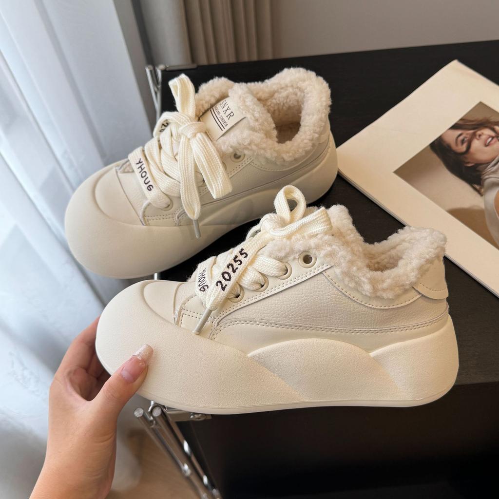 Vastagtalpú női új sokoldalú tejfölös szoknyás kenyércipő női eredeti alkalmi nagyfejű pamutcipő