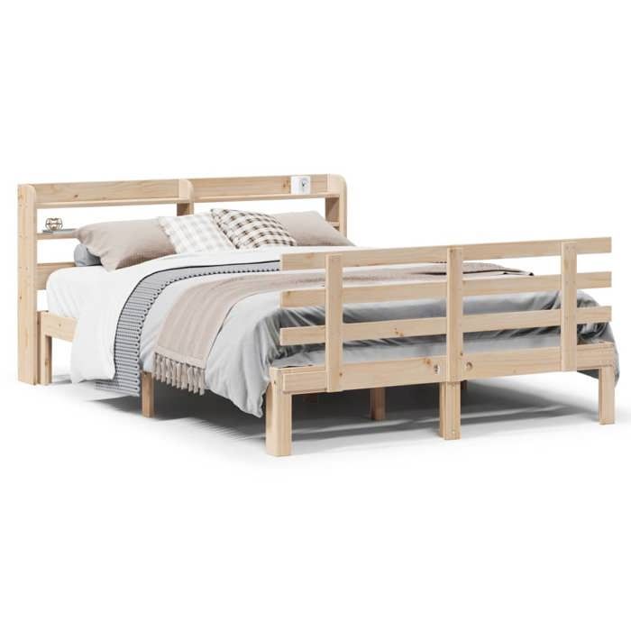 VidaXL Bed Frame with Headboard 120x200 Cm Solid Pine Wood, Bed, Solid Wood Bed Frame, Bedroom Furniture At 3306851