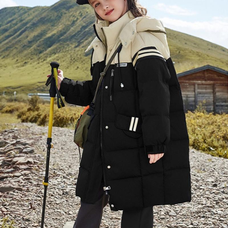 Children's Down Jacket, Long-length Coat for Girls, Hooded, Thick and Warm Winter Outerwear