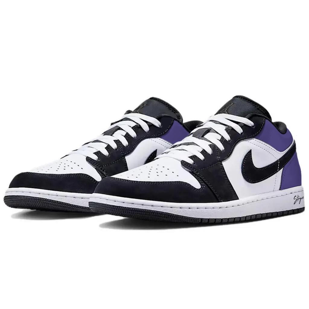 Jordan Air Jordan 1 Purple Toes Abrasion Resistant Low top Vintage Basketball Shoes Unisex Black Purple HF3148-106(Team1291-)