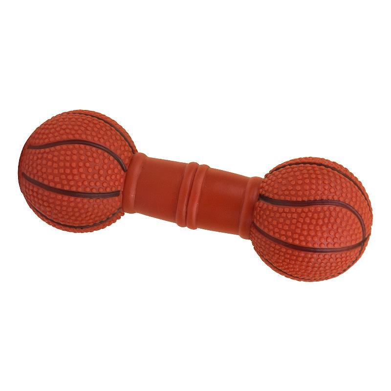 Pet Toys: Rubber-coated Sound-producing Basketball, Barbell, Chew-resistant Teething Ball-shaped Barbell, Dog Toy.