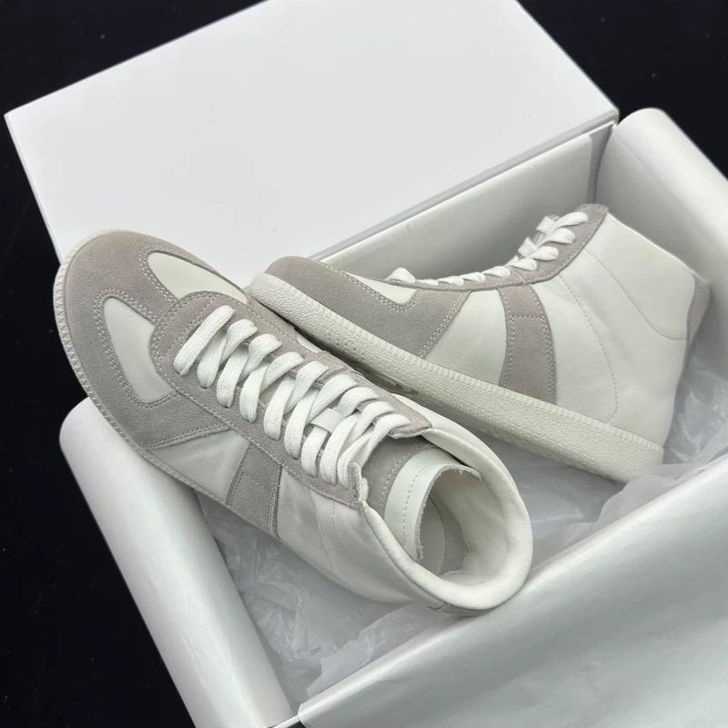 Genuine Leather Flat Bottom High Top Shoes Unisex Outdoor Walking Fashion German Training Shoes Designer Casual Footwear
