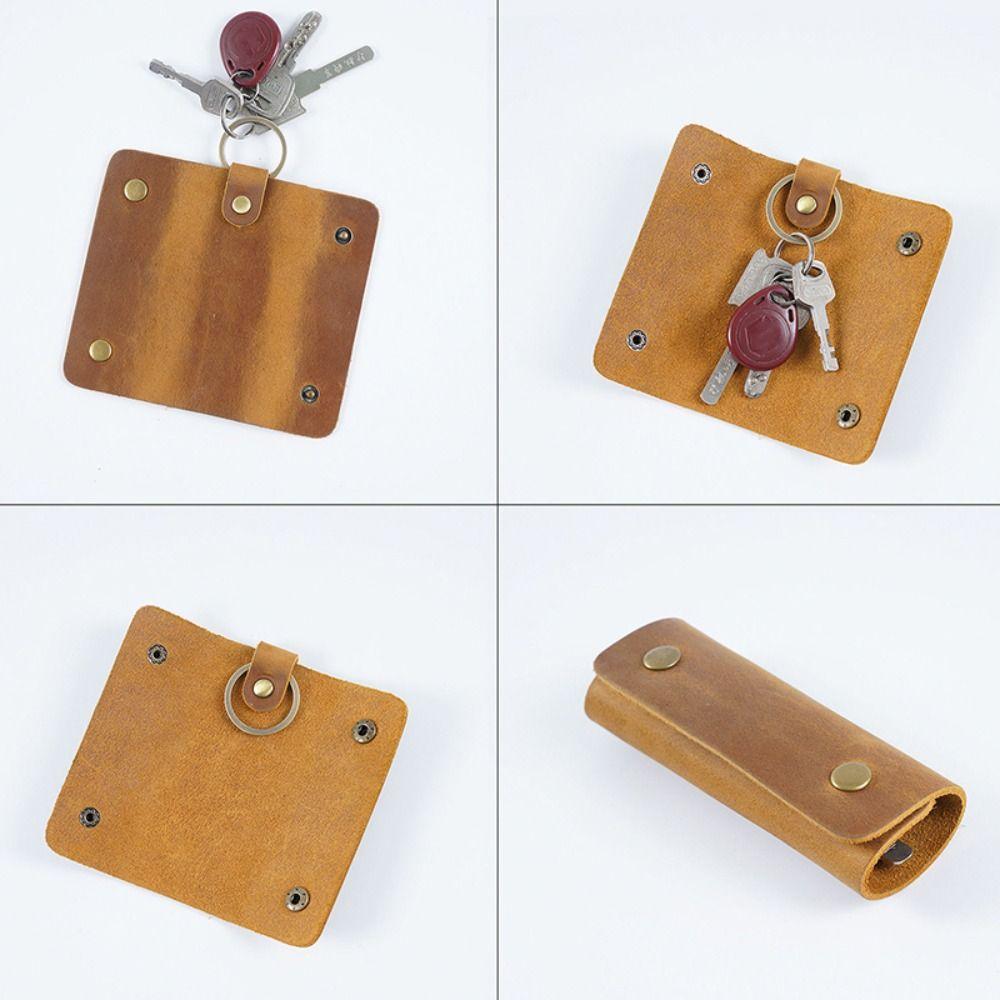 Minimalist Mini Key Bag Genuine Leather Pocket Keychain Case Men Car Key Pouch  Small Gifts
