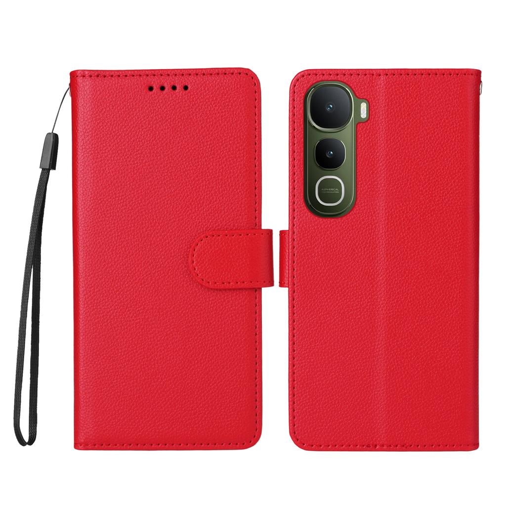 For Vivo Y400 5G Case RFID Blocking 3 Card Slots PU Leather Phone Cover with Wrist Strap