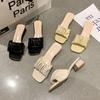 Folded Slippers New Women's Summer Wear Fashion Thick Heel Beach Slippers