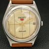 JAPAN VINTAGE SEIKO 5 AUTOMATIC 7025A MENS GOLDEN COLOR DIAL WATCH a701603-5