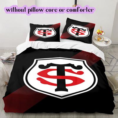 Rugby Club Stade Toulousain Pattern Bedding,Quilt Set Quilt Cover Pillowcase Home Birthday Gift (1*duvet Cover+2*pillowcase,without Core)