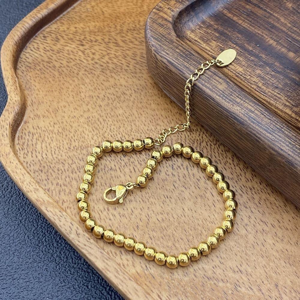Oriental Charm Gold-plated Necklace Round Golden Hand Chain Fashion Bead Bracelet  Women