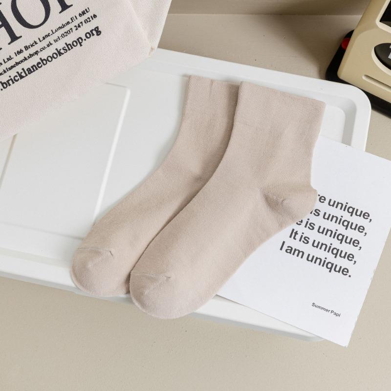 Solid Color Postpartum Socks for Women, Mid-calf Socks for Spring and Summer, Simple Women's Socks