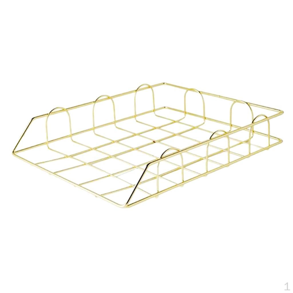 

Лоток для писем по контракту, настольный органайзер для файлов, держатель для бумажных документов из металлической проволоки золотистый